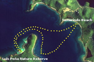 Route from Tamarindo Beach to Luis Pena