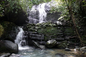 Waterfall at the First River Crossing on La Coca Trail