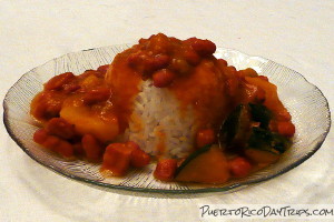 Puerto Rican Arroz con Habichuelas, Rice and Beans